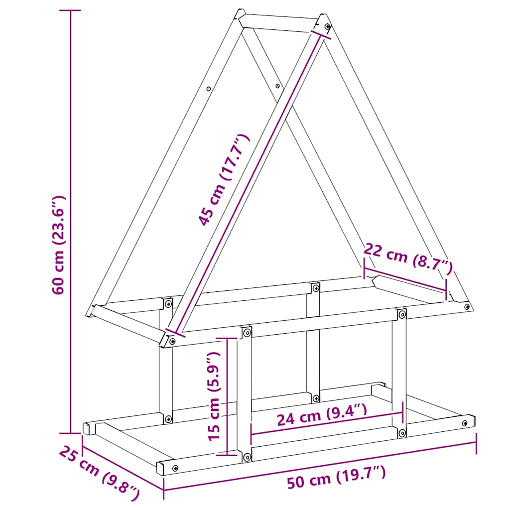 Firewood rack, anthracite, 50x25x60cm, cold-rolled steel