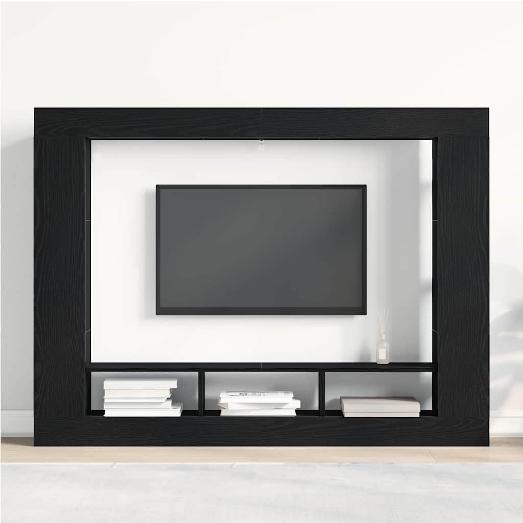 Televizoriaus spintelė juoda ąžuolo 152 x 22 x 113 cm
