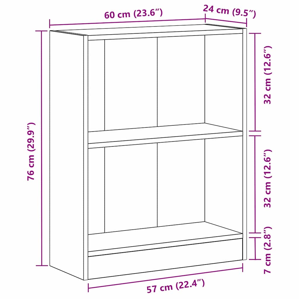 Grāmatu skapis melns 60 x 24 x 76 cm apstrādāta koksne