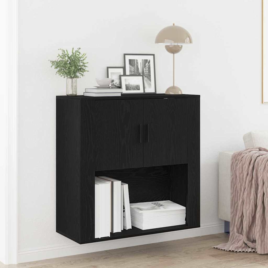 Wall Cabinet Black Oak 80x33x80 cm Engineered wood