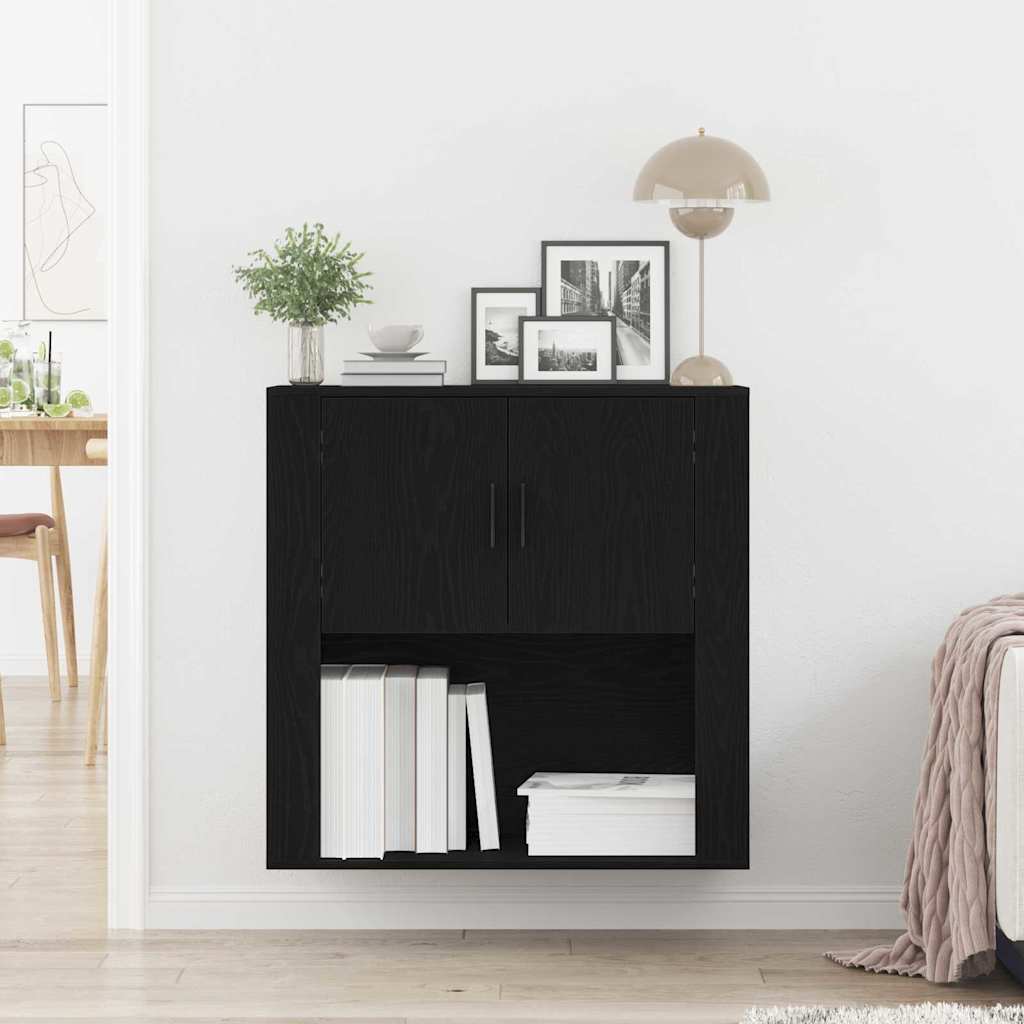Wall Cabinet Black Oak 80x33x80 cm Engineered wood