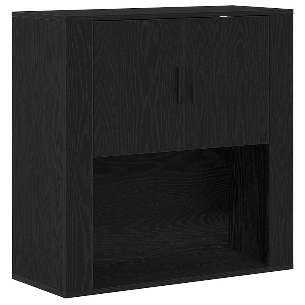 Wall Cabinet Black Oak 80x33x80 cm Engineered wood