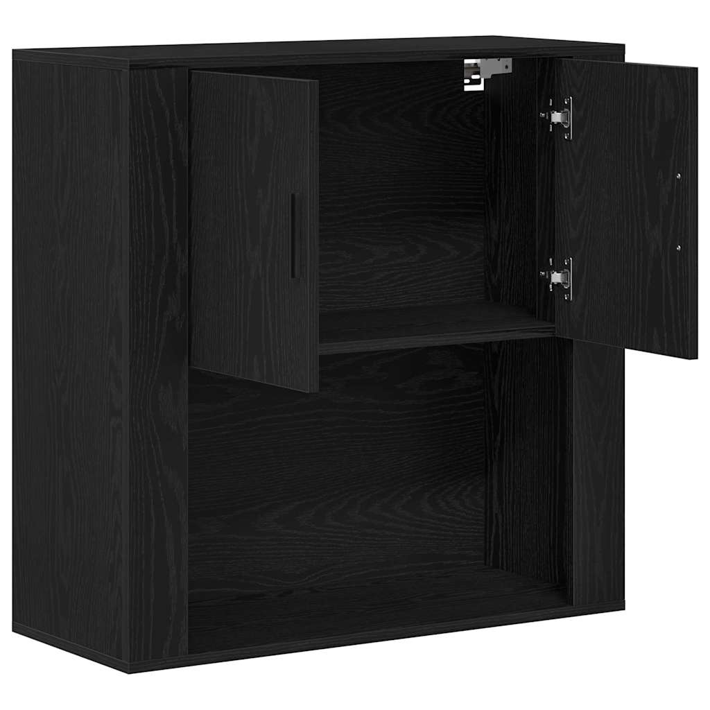 Wall Cabinet Black Oak 80x33x80 cm Engineered wood