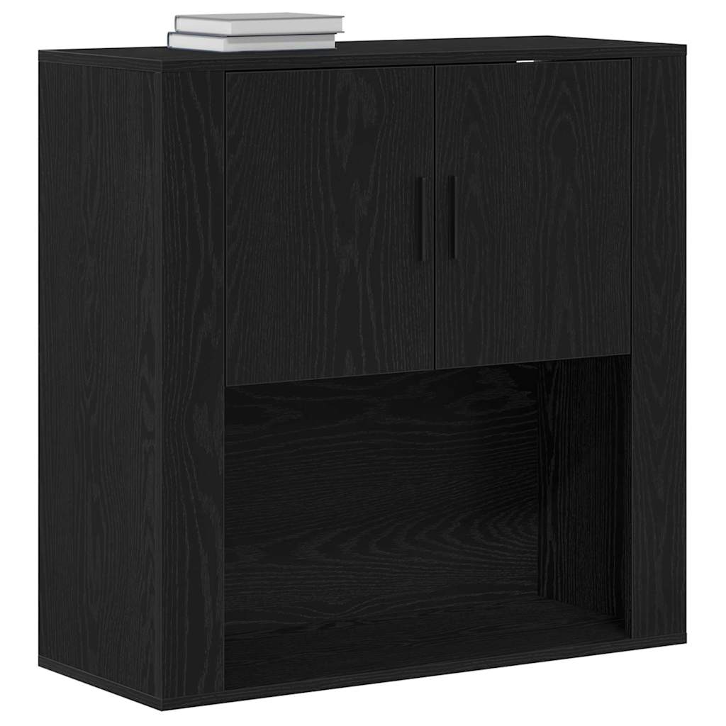 Wall Cabinet Black Oak 80x33x80 cm Engineered wood