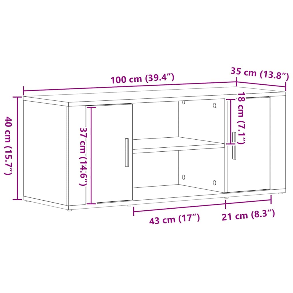 Televizoriaus spintelė 100 x 35 x 40 cm juoda ąžuolo