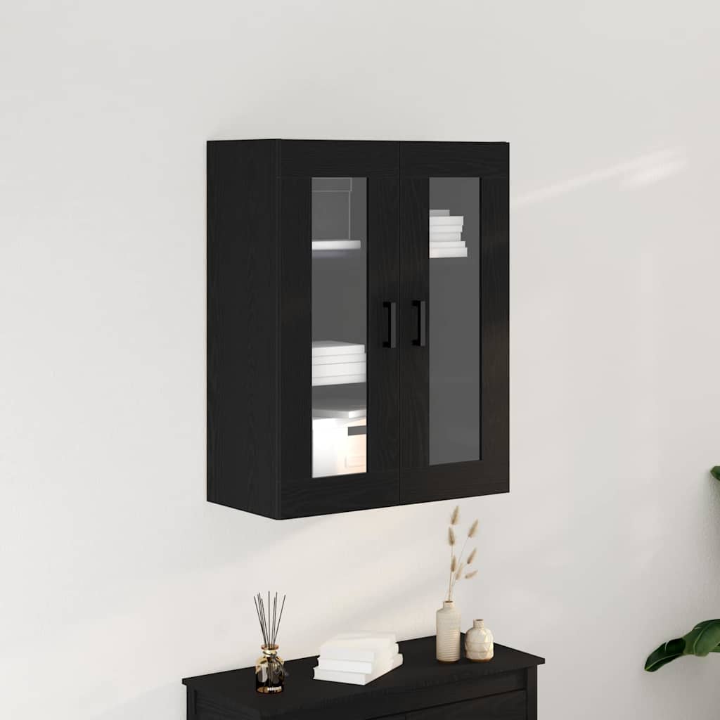 Wall-mounted wardrobe black oak 69.5 x 34 x 90 cm