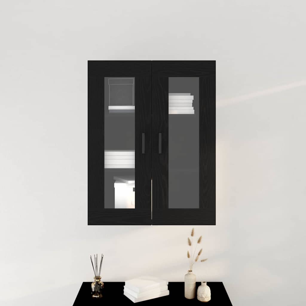 Wall-mounted wardrobe black oak 69.5 x 34 x 90 cm