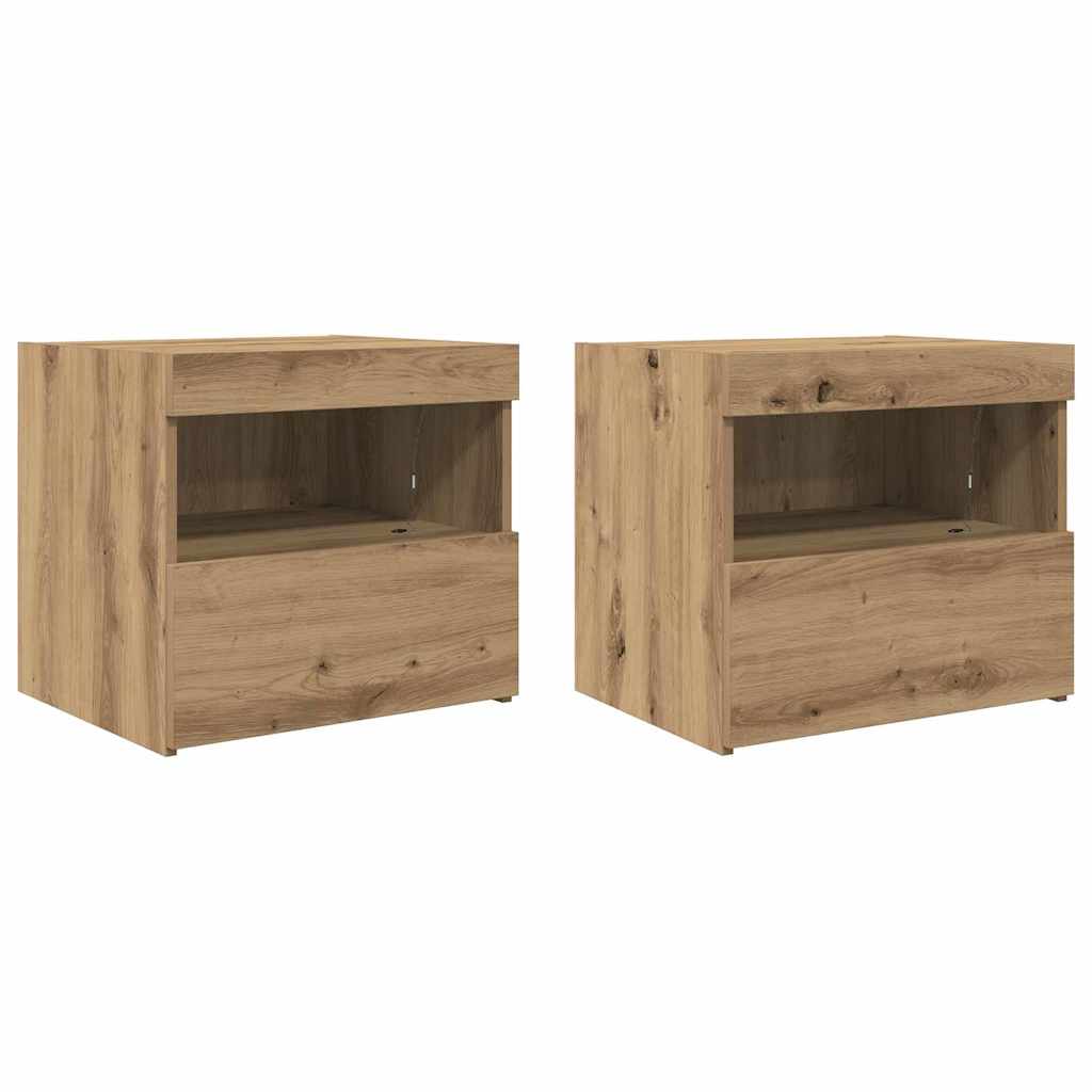 Šalia lovos spintelė 2 pcs Amatininkų ąžuolas 50 x 40 x 45 cm