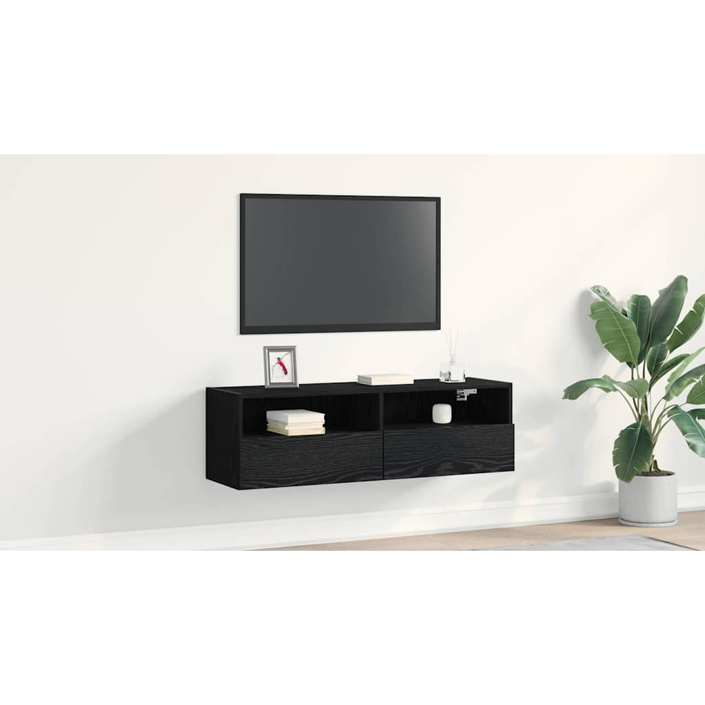 TV sieninė spintelė Juodas ąžuolas 100 x 30 x 30 cm