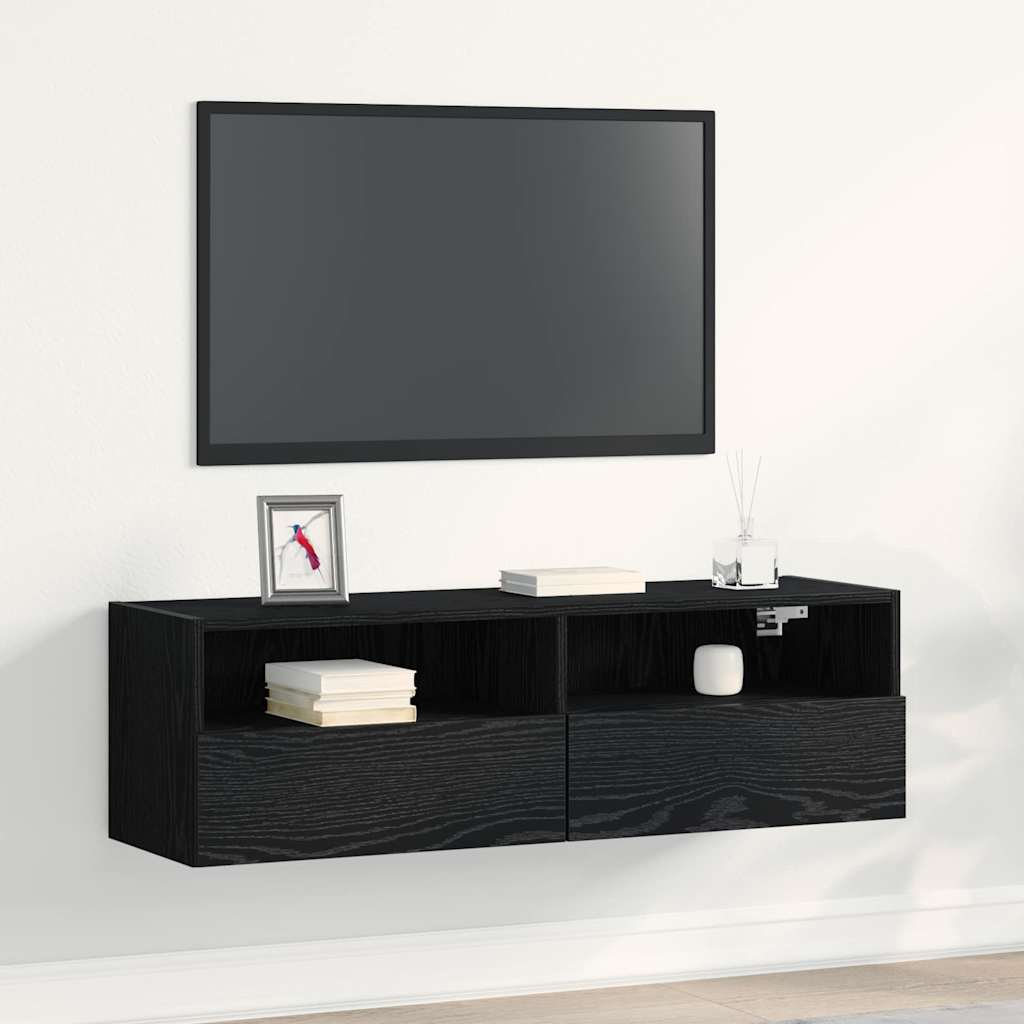 TV sieninė spintelė Juodas ąžuolas 100 x 30 x 30 cm