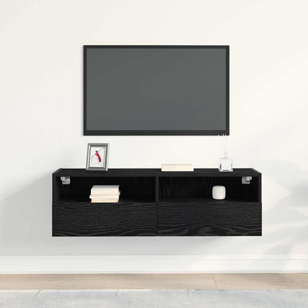 TV sieninė spintelė Juodas ąžuolas 100 x 30 x 30 cm