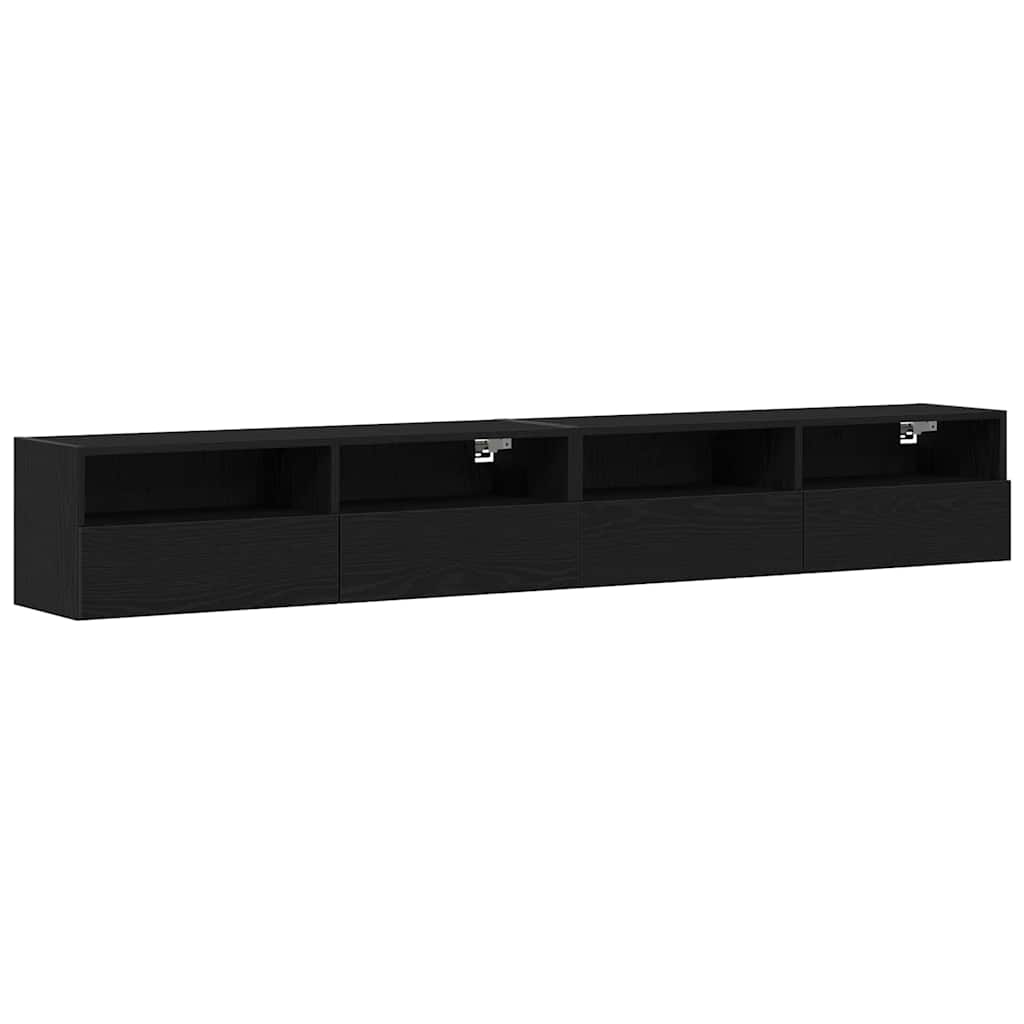 TV sieninė spintelė 2 pcs juoda ąžuolo 100 x 30 x 30 cm