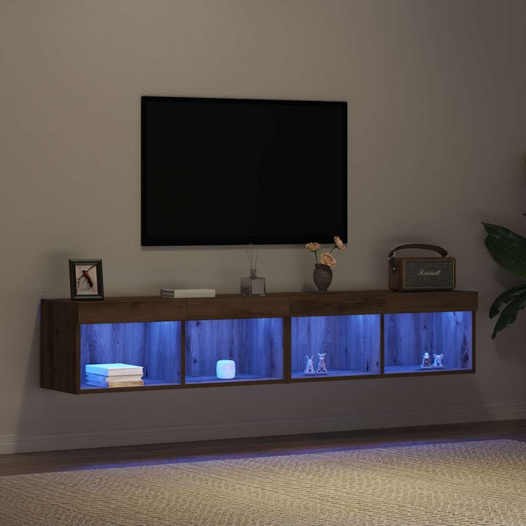TV spintelių komplektas su LED 2 pcs Amatininkų ąžuolas