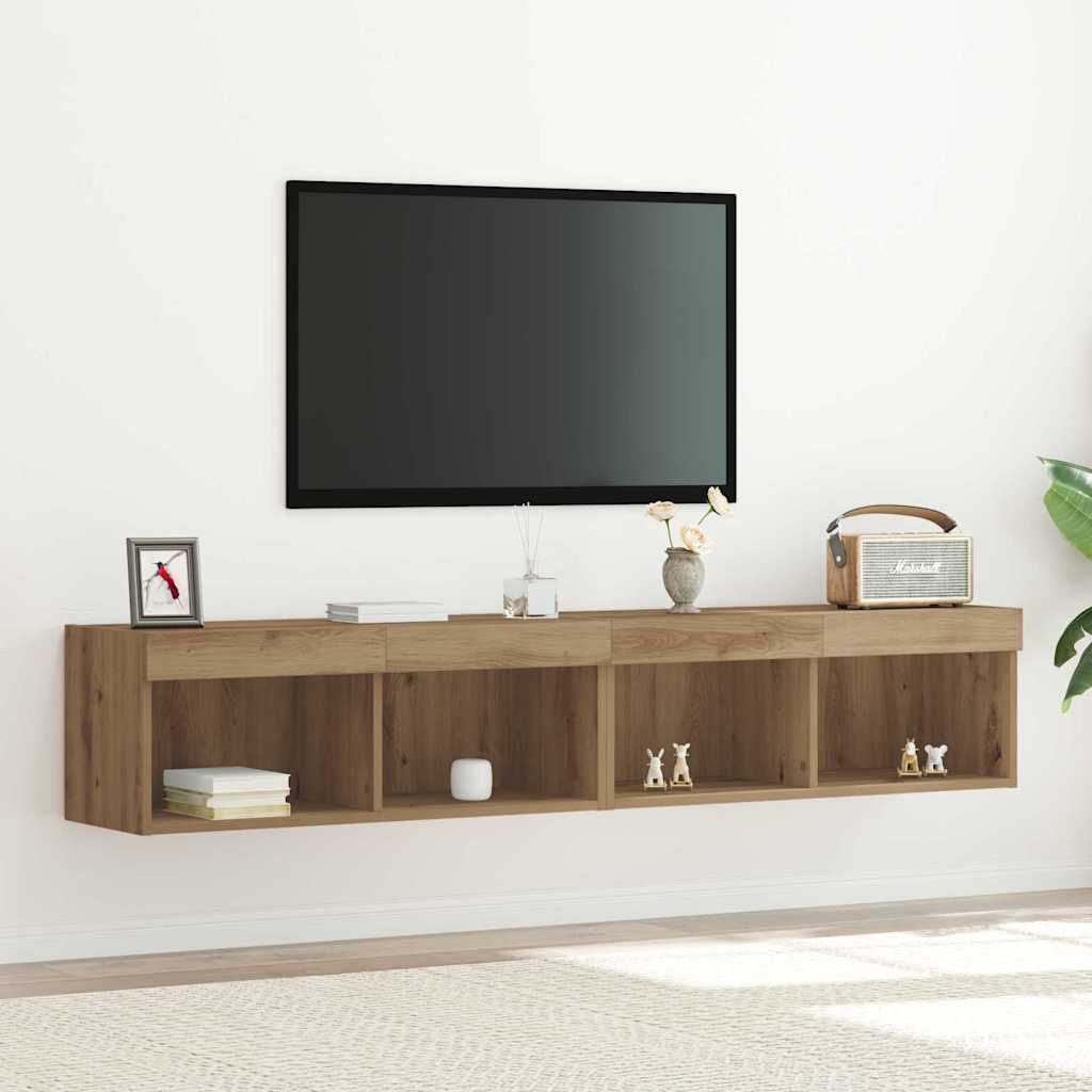 TV spintelių komplektas su LED 2 pcs Amatininkų ąžuolas