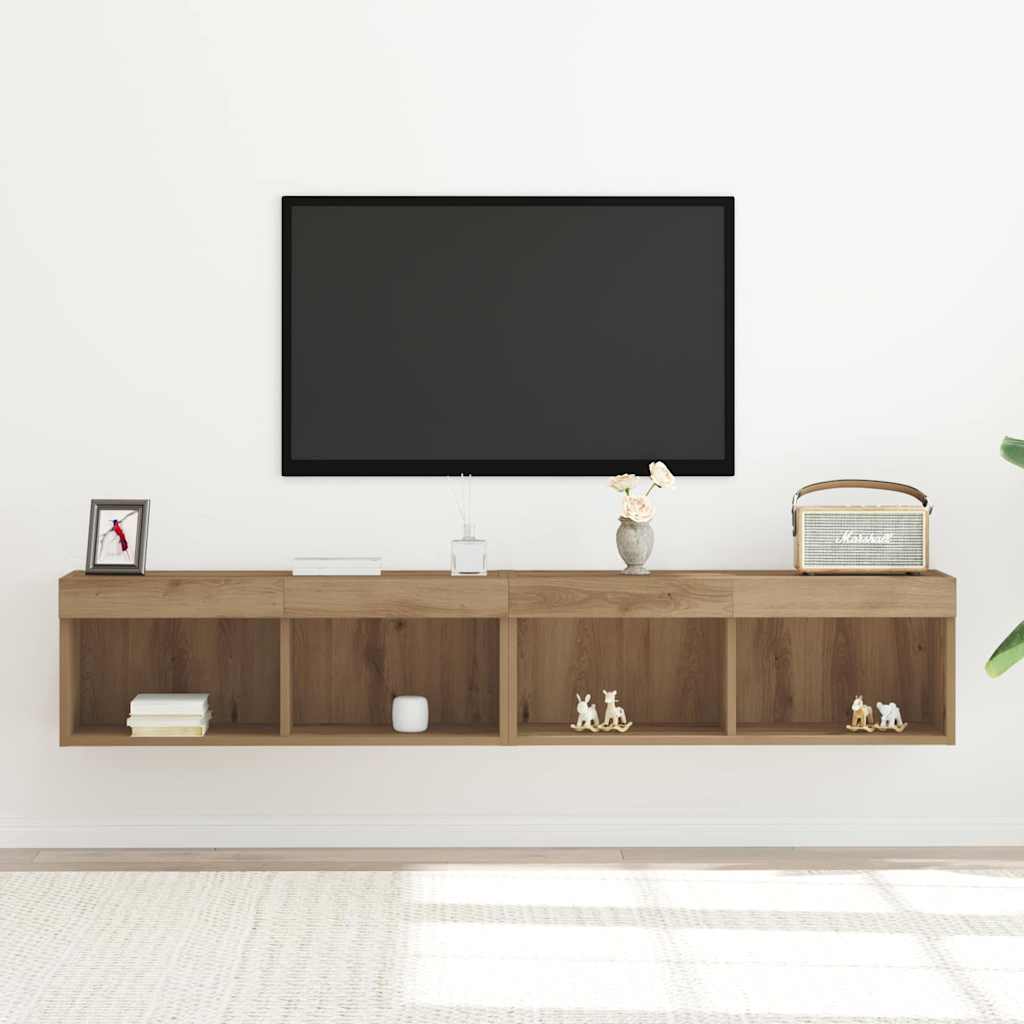 TV spintelių komplektas su LED 2 pcs Amatininkų ąžuolas