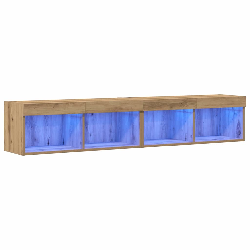 TV spintelių komplektas su LED 2 pcs Amatininkų ąžuolas