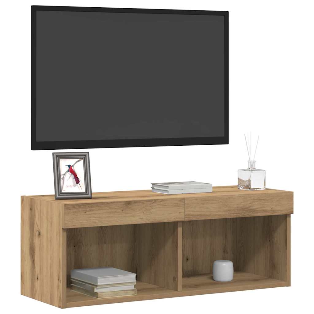 TV spintelių komplektas su LED 2 pcs Amatininkų ąžuolas