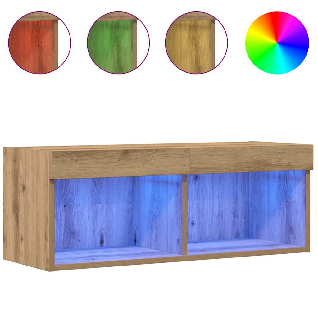 TV spintelių komplektas su LED 2 pcs Amatininkų ąžuolas