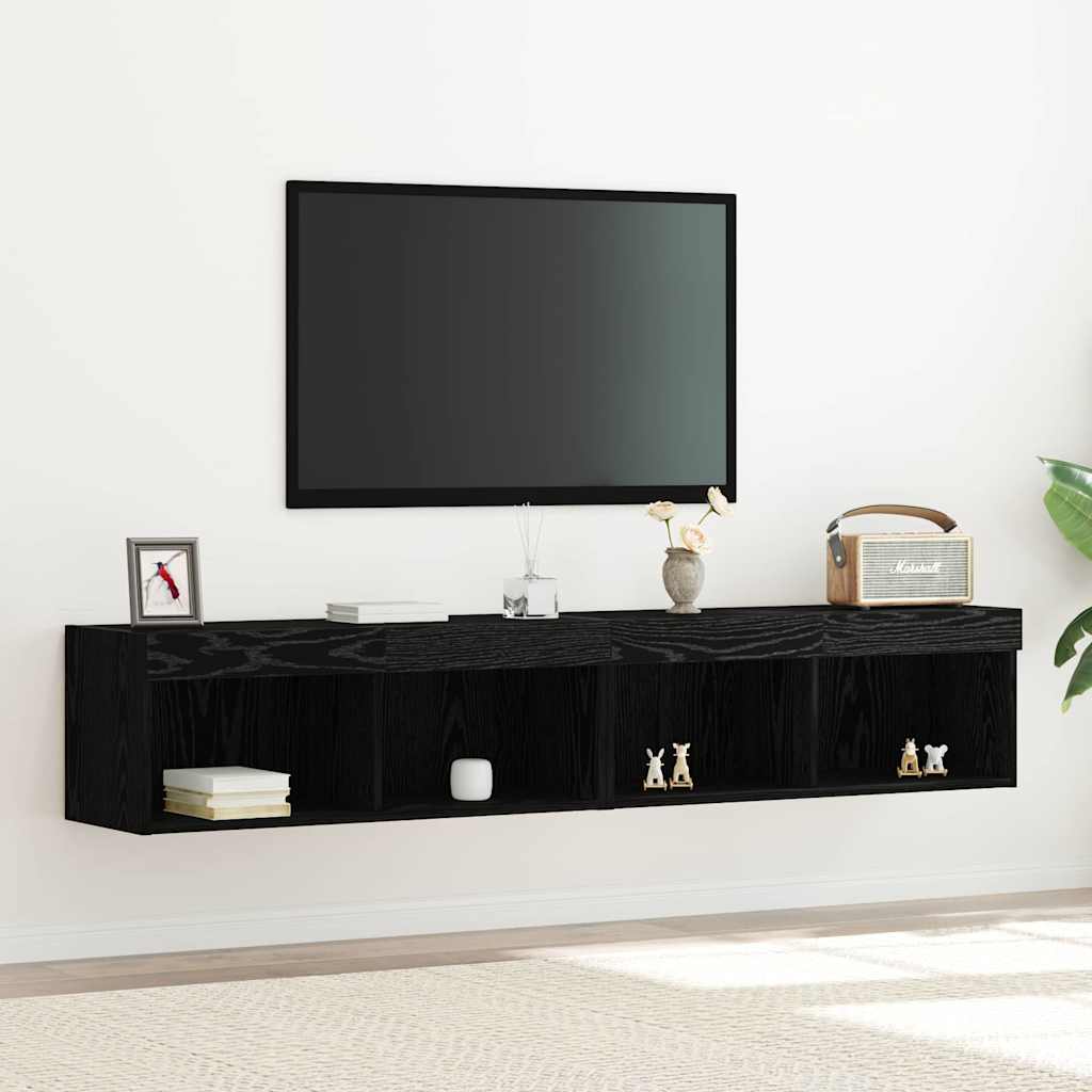 TV spintelių komplektas 2 vnt. juoda ąžuolo Apdirbta mediena