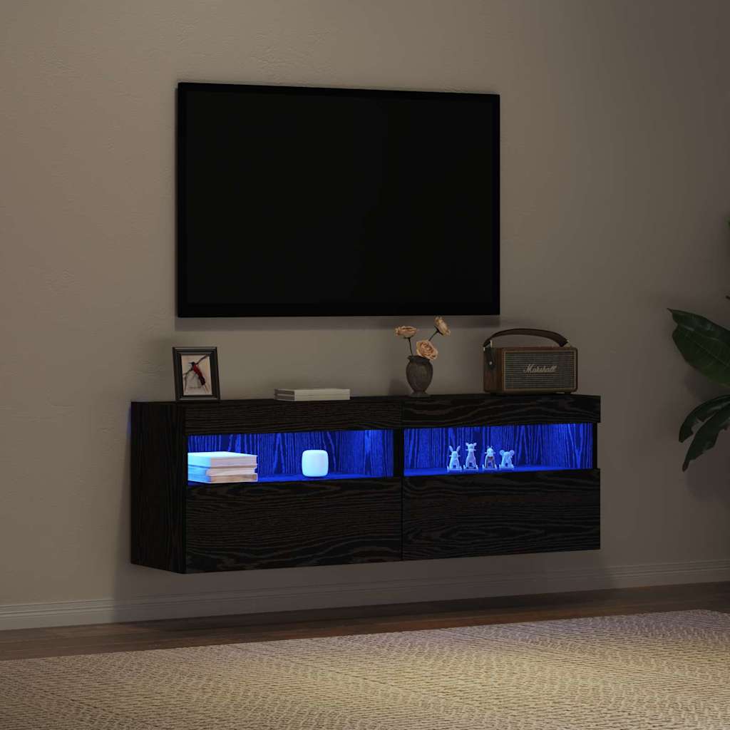 TV wall cabinet black oak 60 x 30 x 40 cm