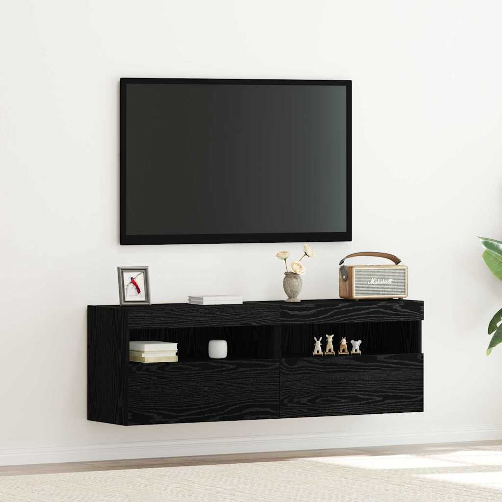 TV wall cabinet black oak 60 x 30 x 40 cm