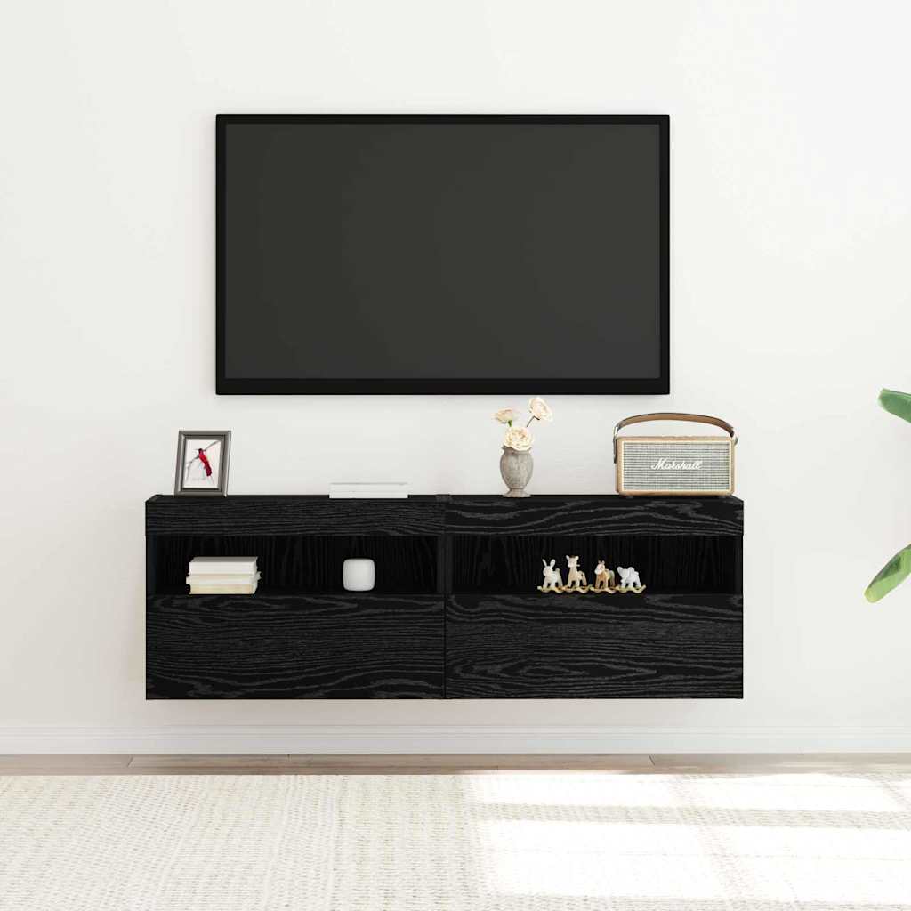 TV wall cabinet black oak 60 x 30 x 40 cm