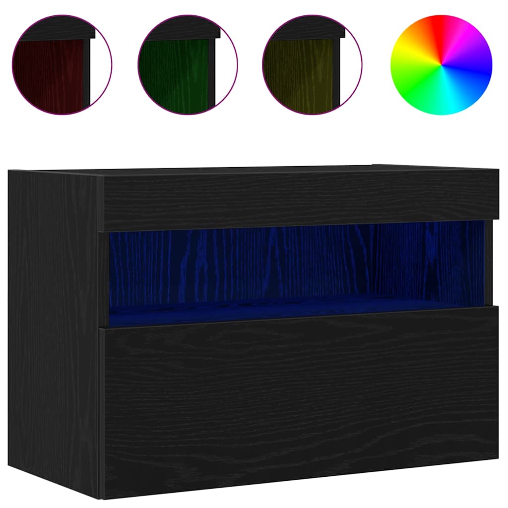 TV wall cabinet black oak 60 x 30 x 40 cm