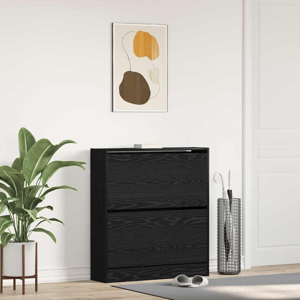 Apavu skapis, melns ozola 80 x 21 x 87,5 cm, apstrādāta koksne