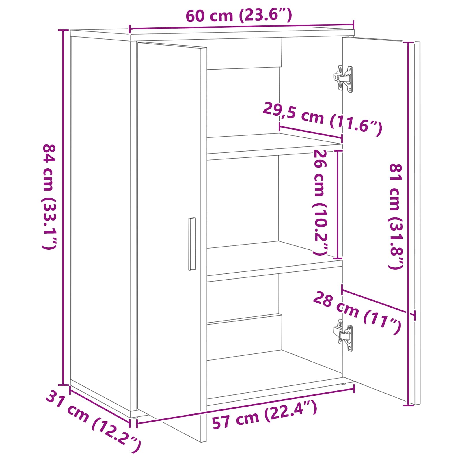 Kabalas melns ozols 60 x 31 x 84 cm Apstrādāta koksne