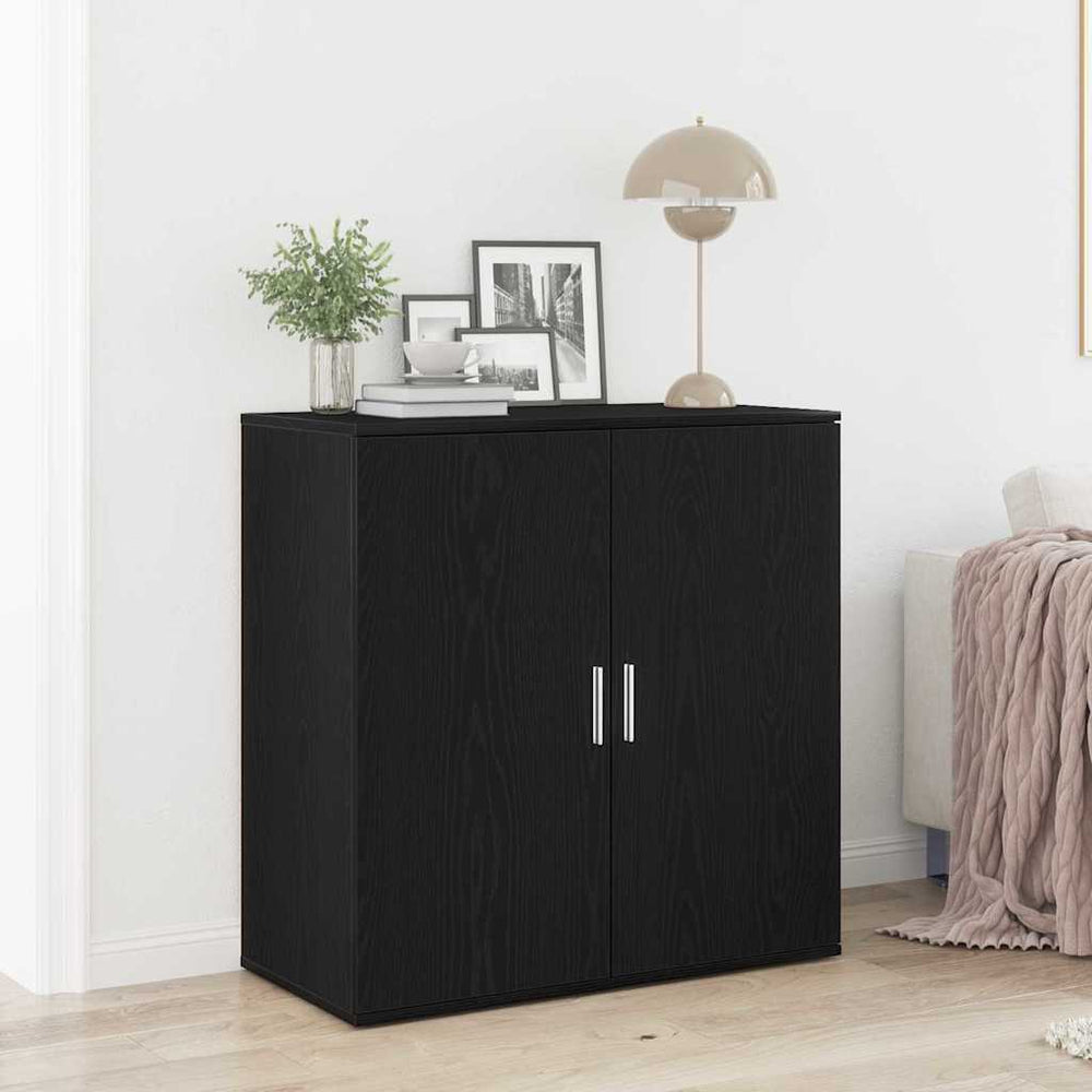 Juoda ąžuolo šoninė bufeto spintelė 79x38x80 cm inžinerinė mediena