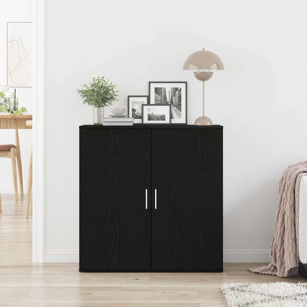 Juoda ąžuolo šoninė bufeto spintelė 79x38x80 cm inžinerinė mediena