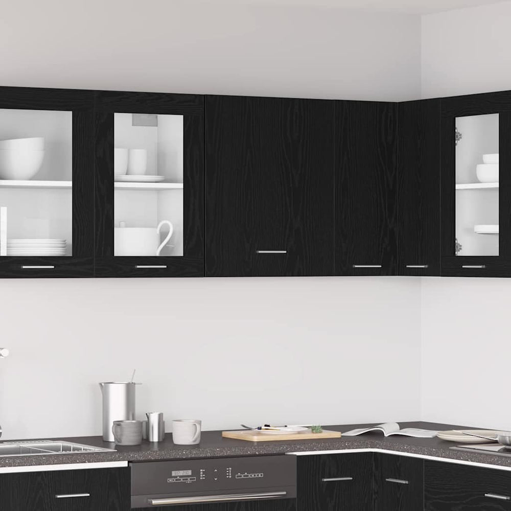 Juoda ąžuolo kabineto 50x31x60 cm pagamintas iš inžinerinės medienos