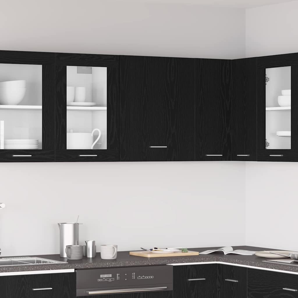 Juoda ąžuolo kabineto 50x31x60 cm pagamintas iš inžinerinės medienos