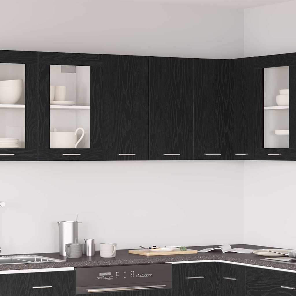 Wall-mounted cabinet with shelf black oak 60 x 31 x 60 cm