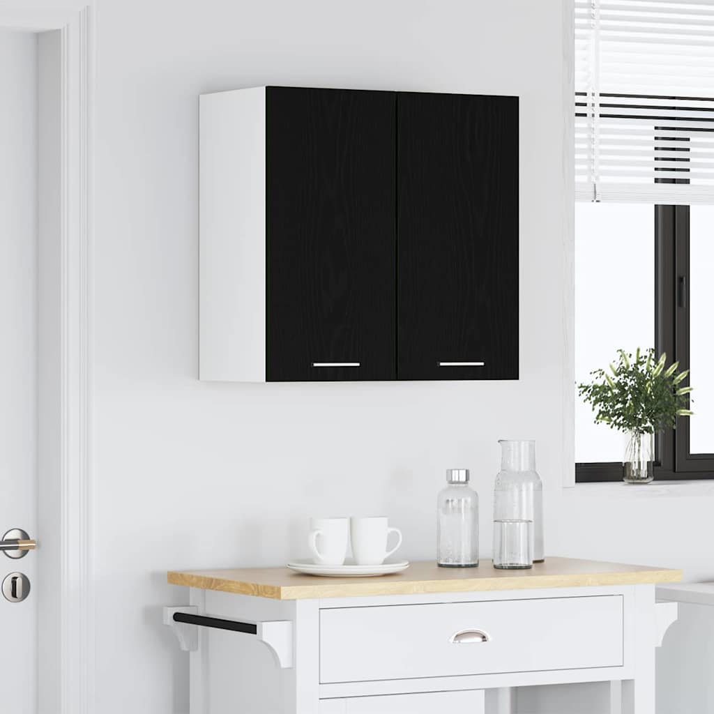 Wall-mounted cabinet with shelf black oak 60 x 31 x 60 cm