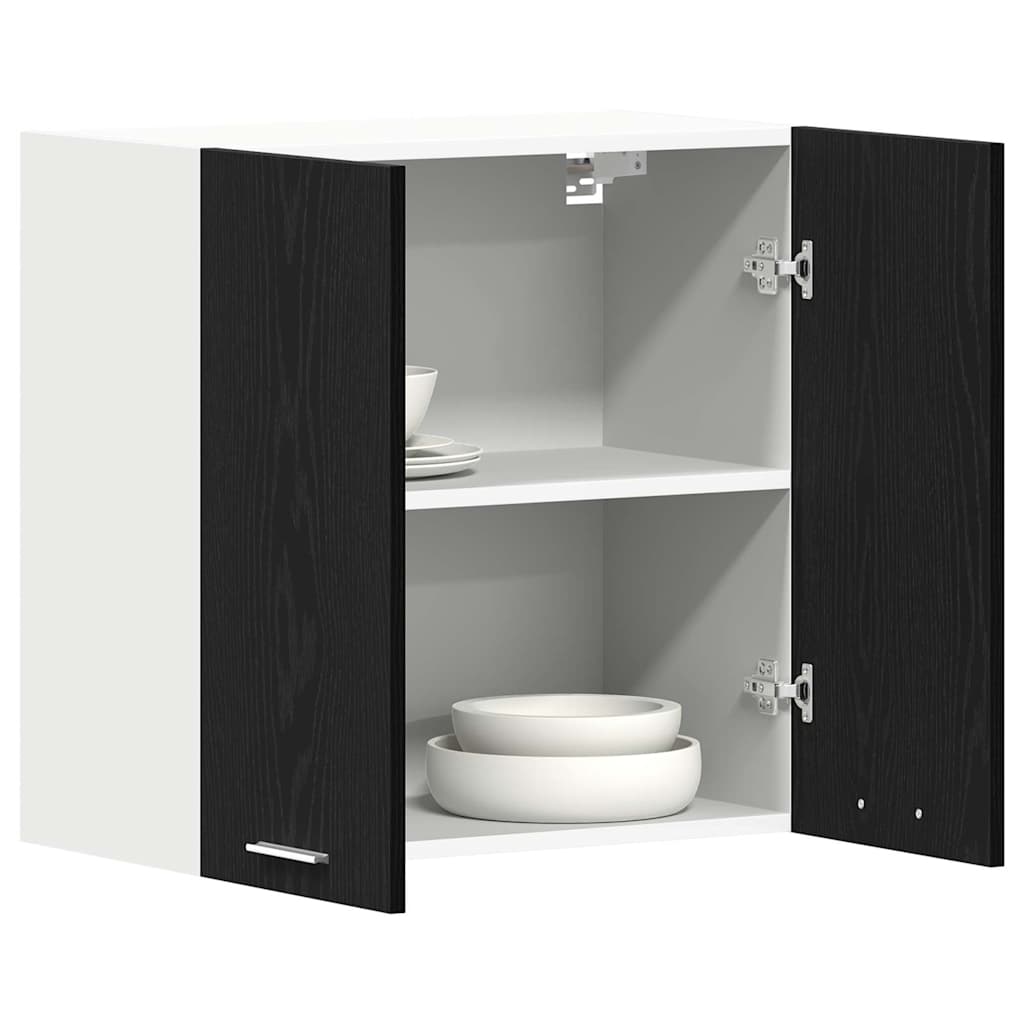 Wall-mounted cabinet with shelf black oak 60 x 31 x 60 cm