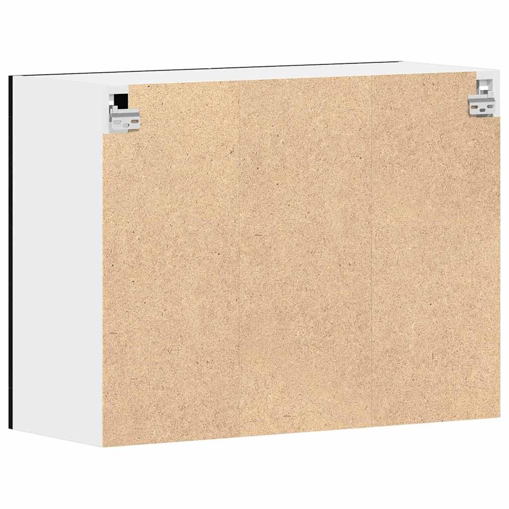 Juodas ąžuolo kabančio stiklo spinta 80x31x60 cm Pagaminta iš dirbtinės medienos