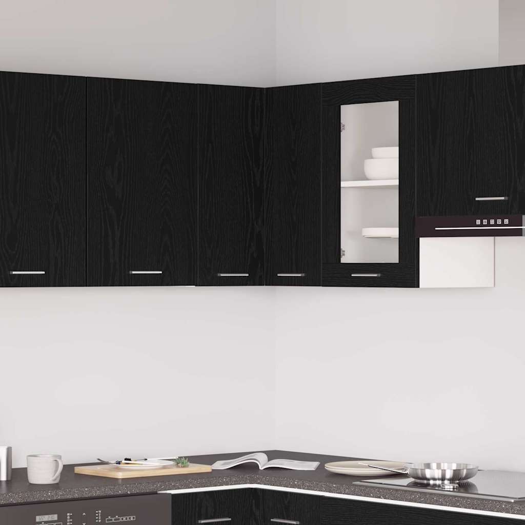 Wall-mounted corner cabinet black oak 57 x 57 x 60 cm