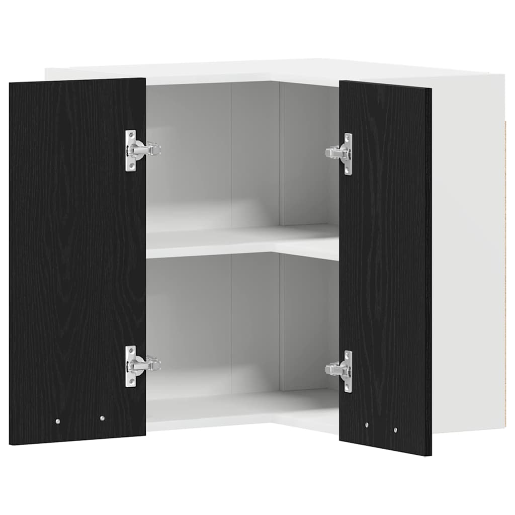 Wall-mounted corner cabinet black oak 57 x 57 x 60 cm