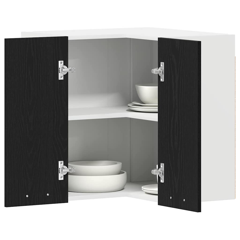 Wall-mounted corner cabinet black oak 57 x 57 x 60 cm