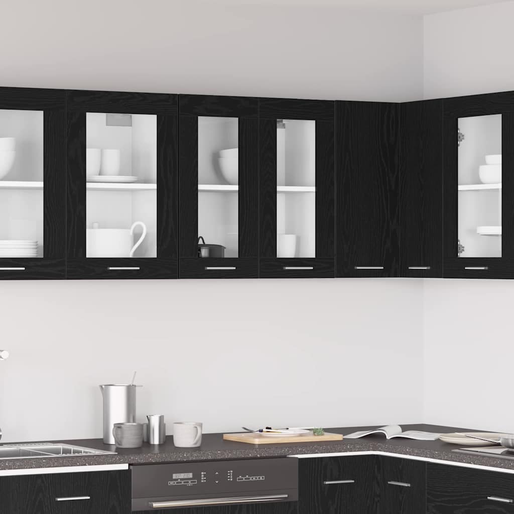 Wall-mounted glass cabinets Riga black oak 60 x 31 x 60 cm
