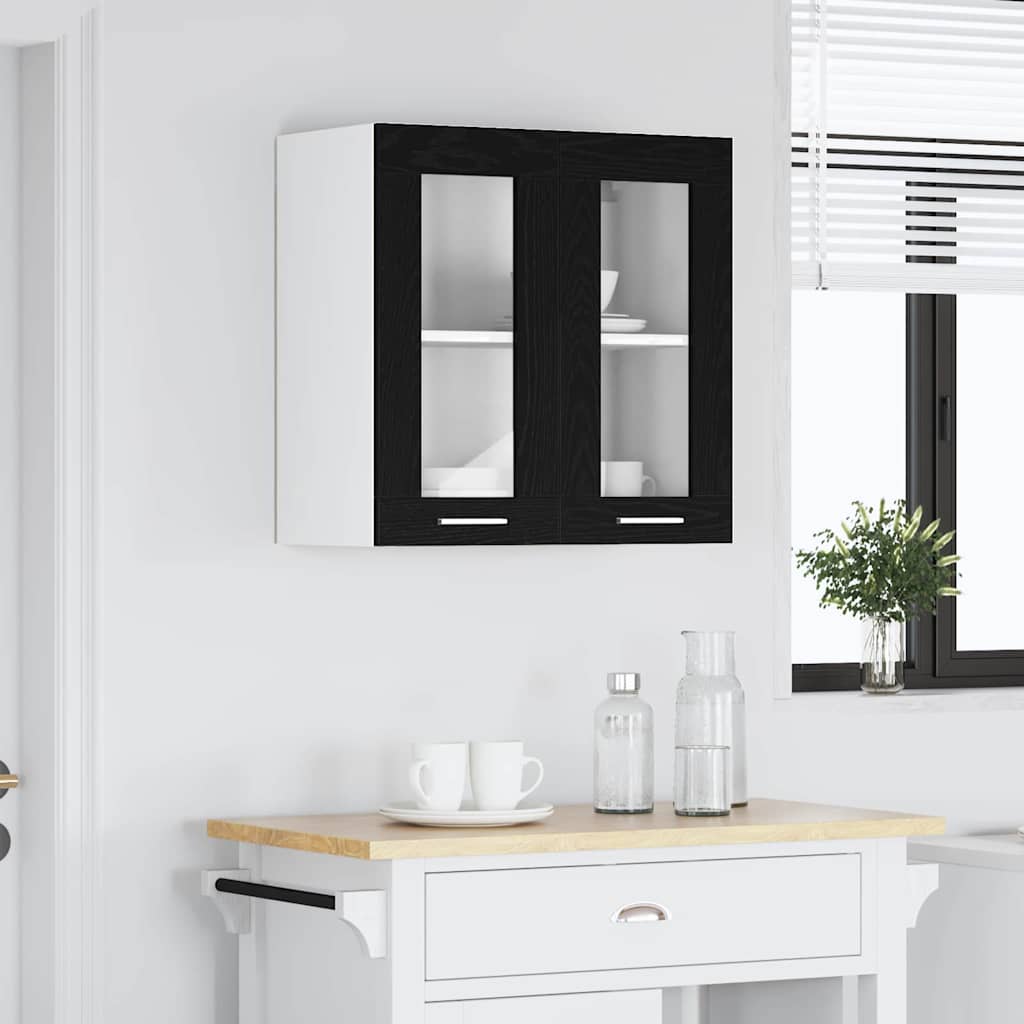 Wall-mounted glass cabinets Riga black oak 60 x 31 x 60 cm