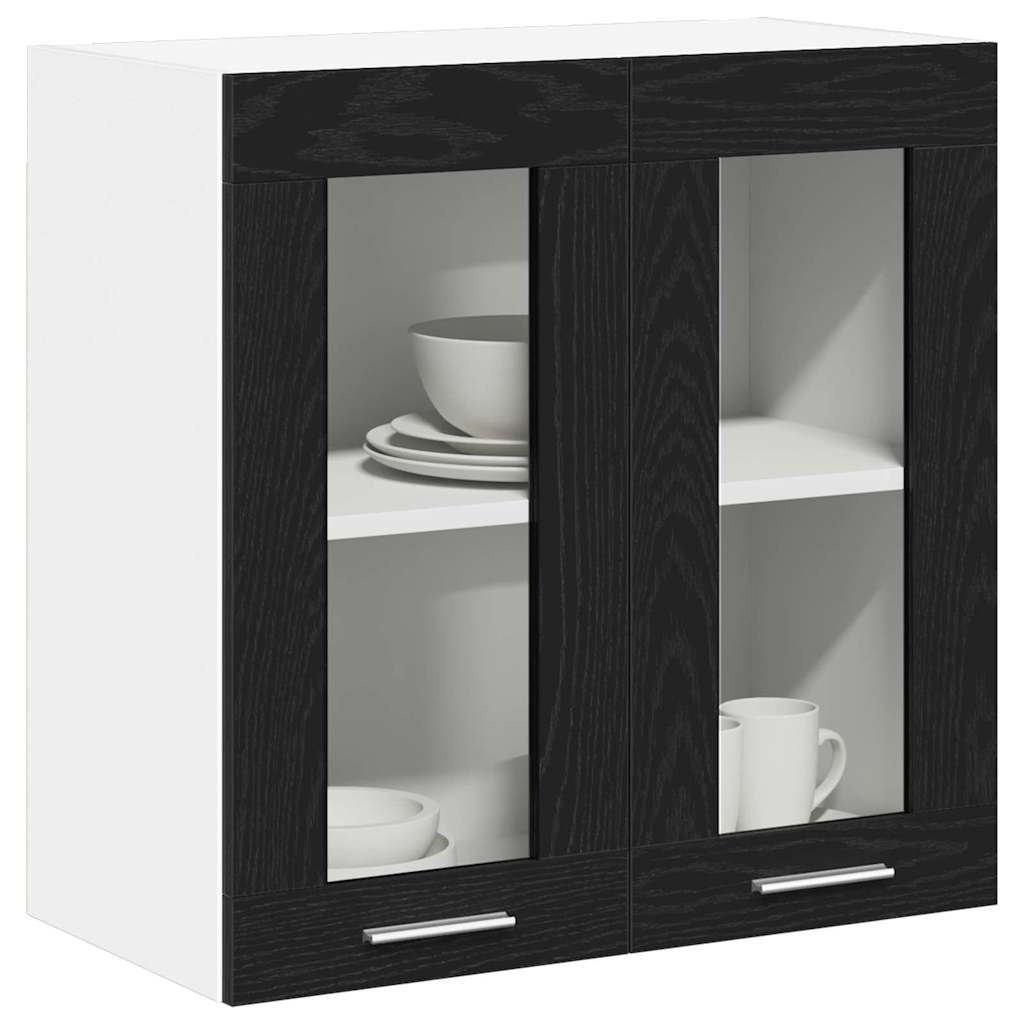 Wall-mounted glass cabinets Riga black oak 60 x 31 x 60 cm