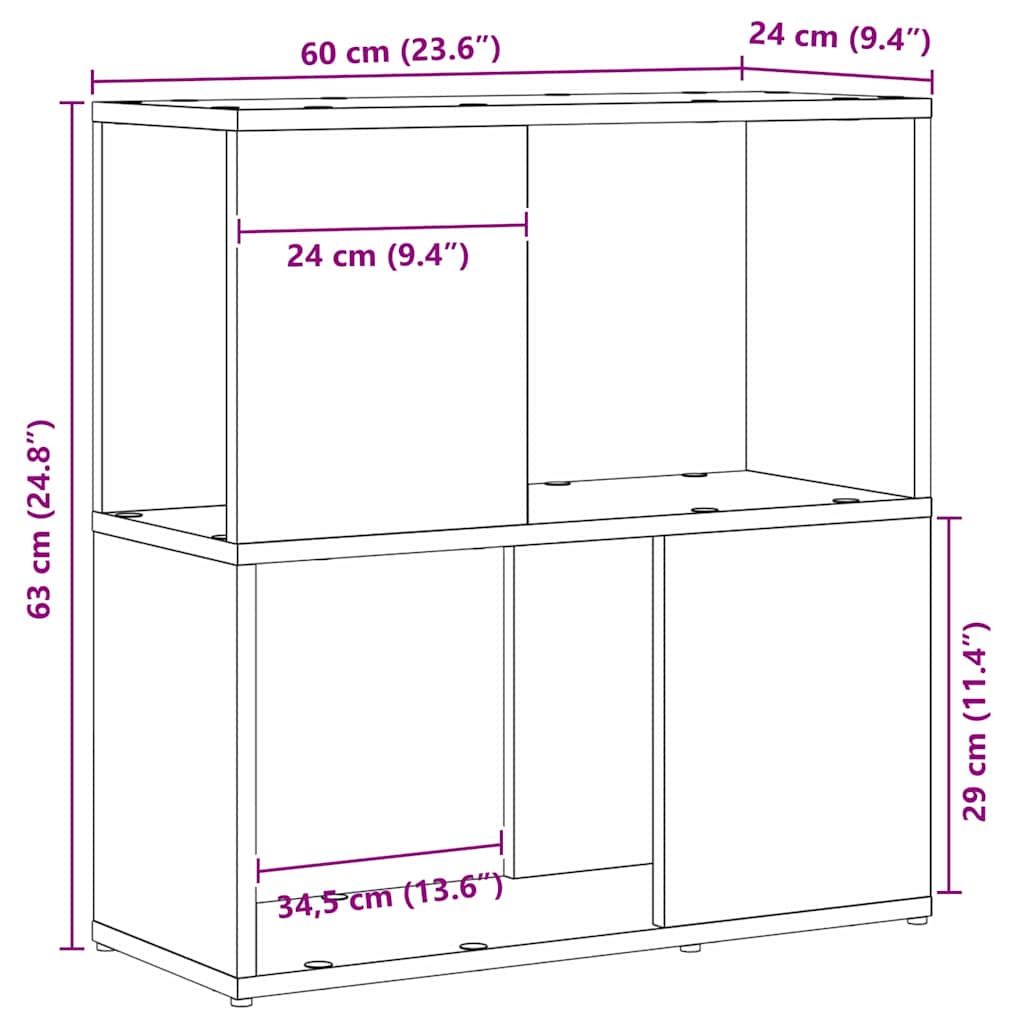 TV spintelių komplektas 60 x 24 x 63 cm Juoda Apdirbta mediena