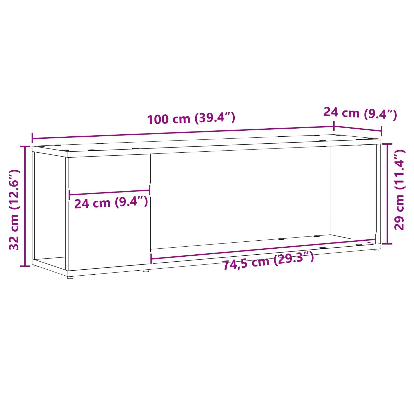 TV spintelių komplektas Juoda 100 x 24 x 63 cm Apdirbta mediena