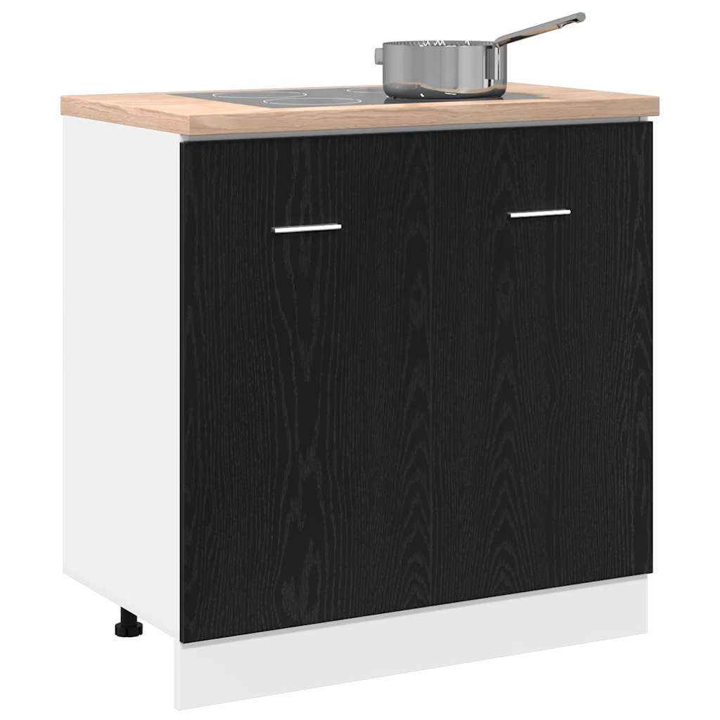 Base sink cabinet, black oak, 80x46x81.5 cm, engineered wood
