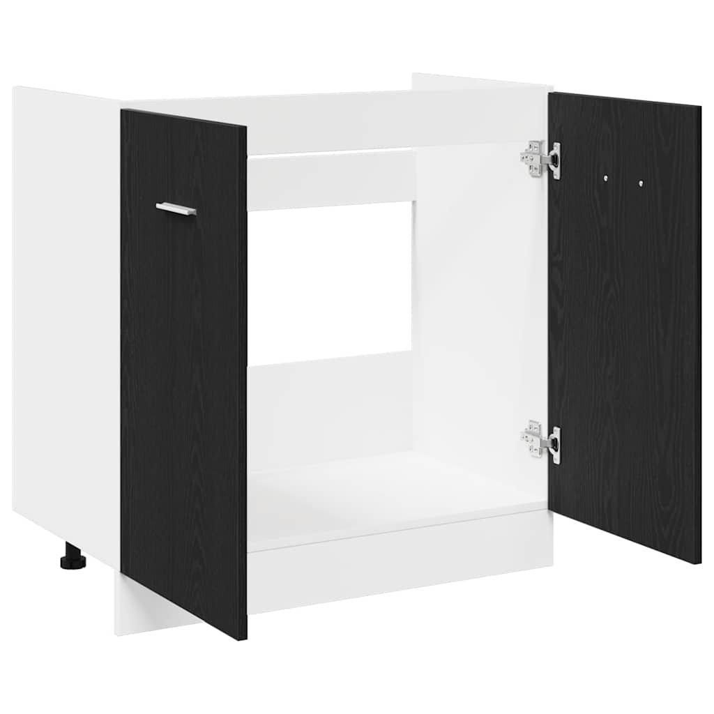 Base sink cabinet, black oak, 80x46x81.5 cm, engineered wood