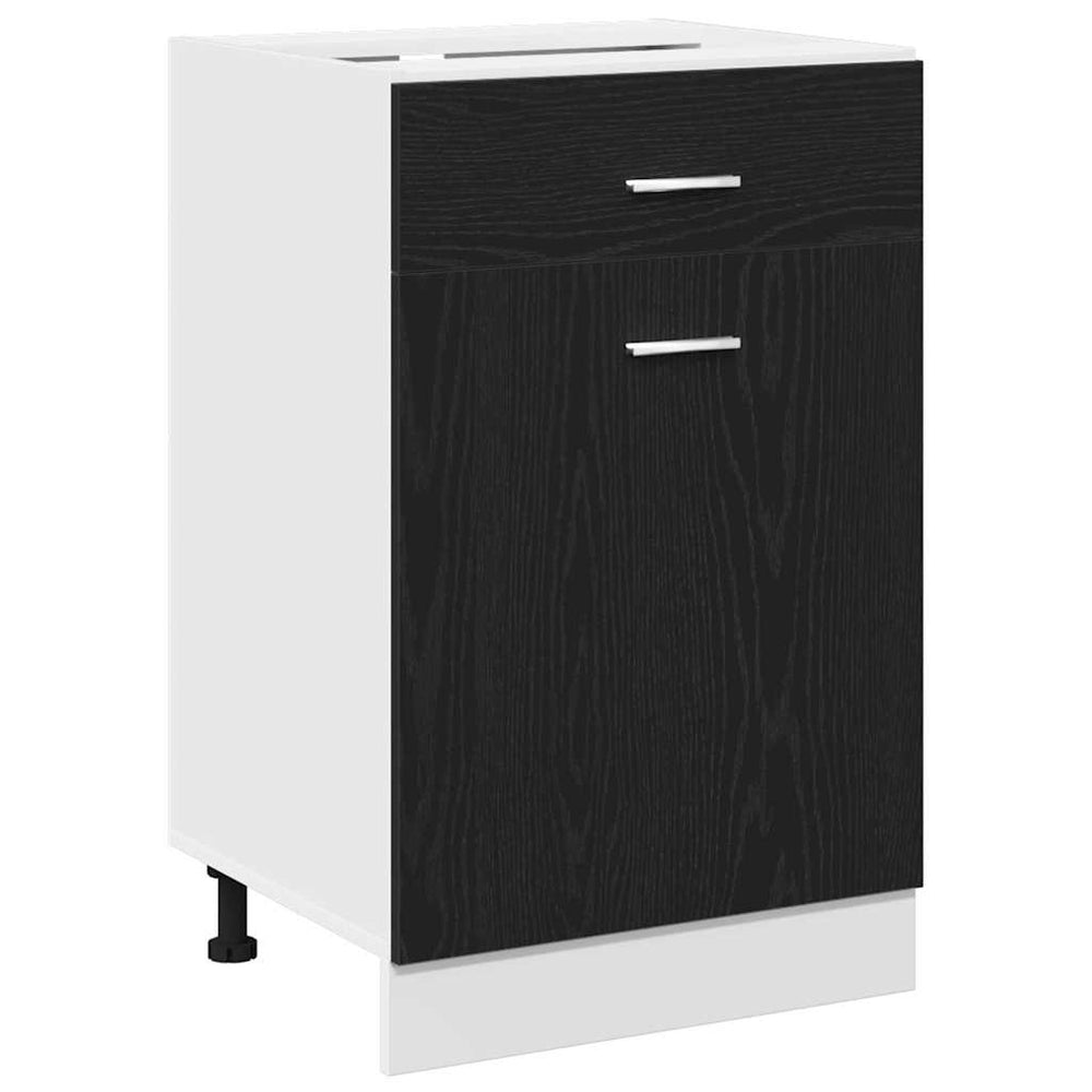 Juoda ąžuolo stalčių spinta - 50x46x81.5 cm, pagaminta iš inžinerinės medienos