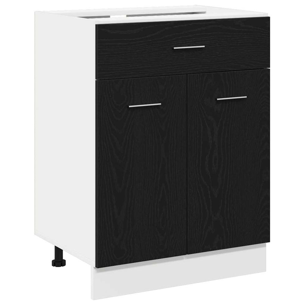 Juodos ąžuolo stalčių spinta - 60x46x81.5 cm Pagaminta iš inžinerijos medienos