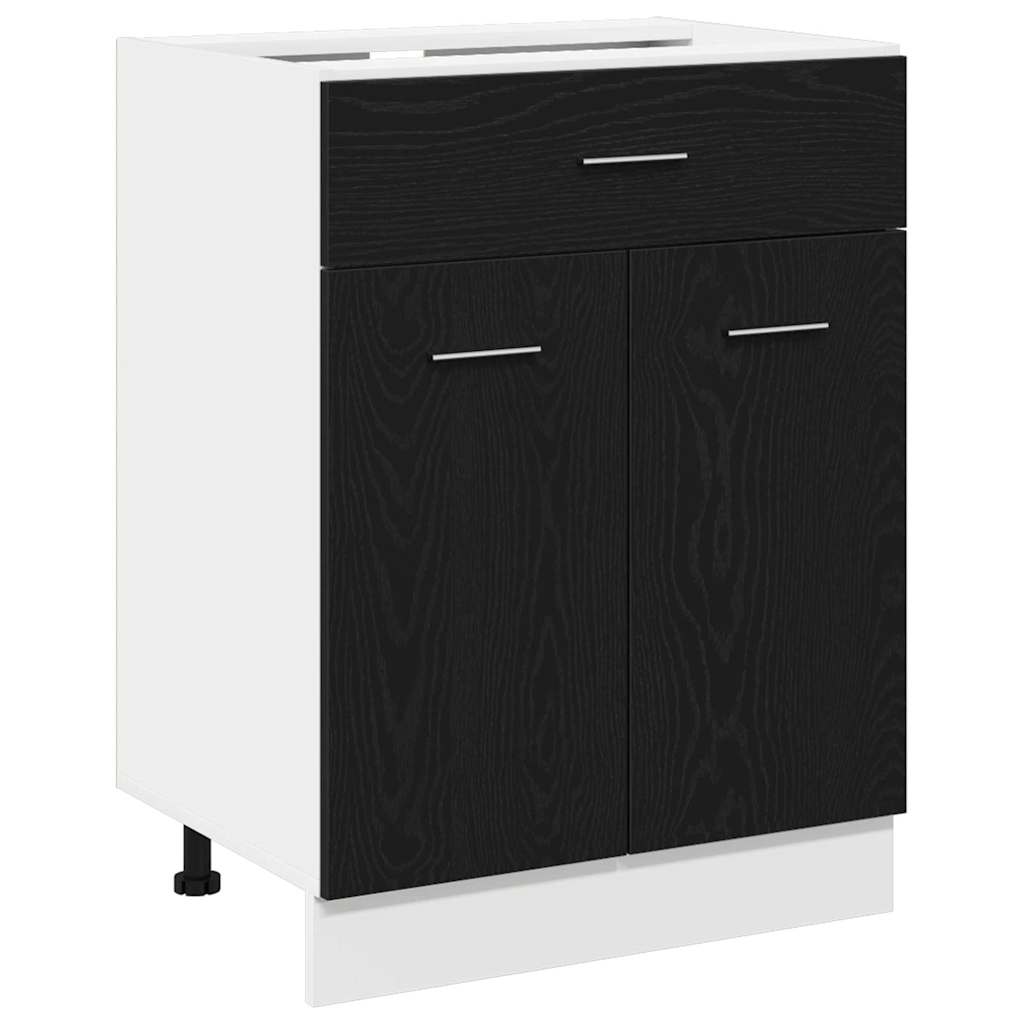 Juodos ąžuolo stalčių spinta - 60x46x81.5 cm Pagaminta iš inžinerijos medienos